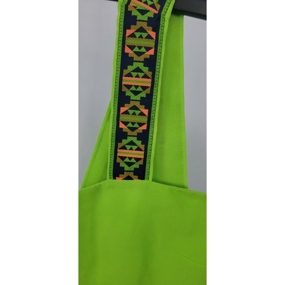 Double Zero Bright Green Loose Bohemian Cropped Blouse Size S - Picture 3 of 7